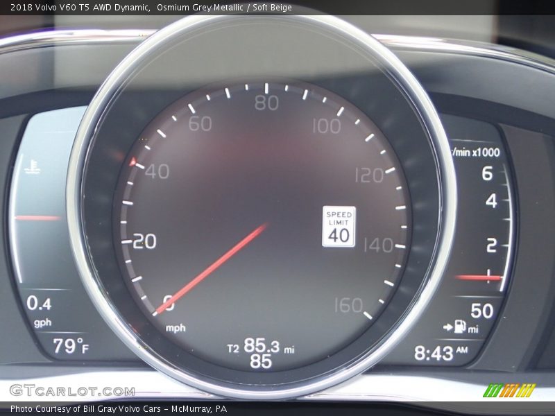  2018 V60 T5 AWD Dynamic T5 AWD Dynamic Gauges
