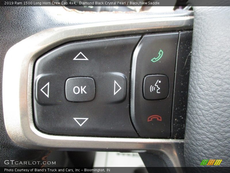 Diamond Black Crystal Pearl / Black/New Saddle 2019 Ram 1500 Long Horn Crew Cab 4x4