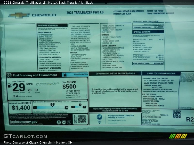  2021 TrailBlazer LS Window Sticker