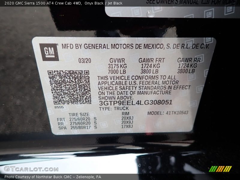 Onyx Black / Jet Black 2020 GMC Sierra 1500 AT4 Crew Cab 4WD