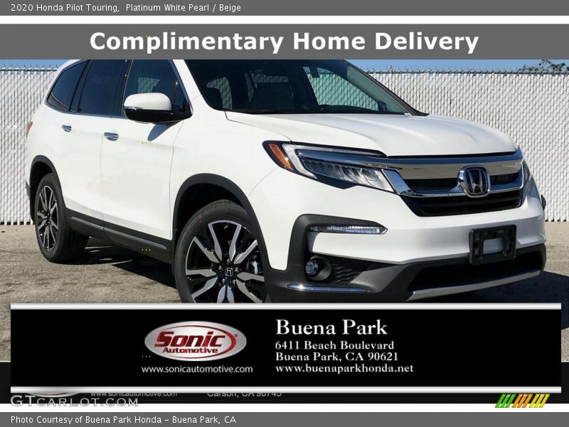 Platinum White Pearl / Beige 2020 Honda Pilot Touring