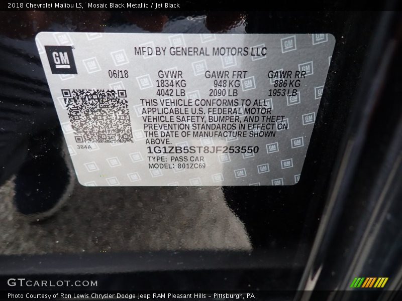 Mosaic Black Metallic / Jet Black 2018 Chevrolet Malibu LS