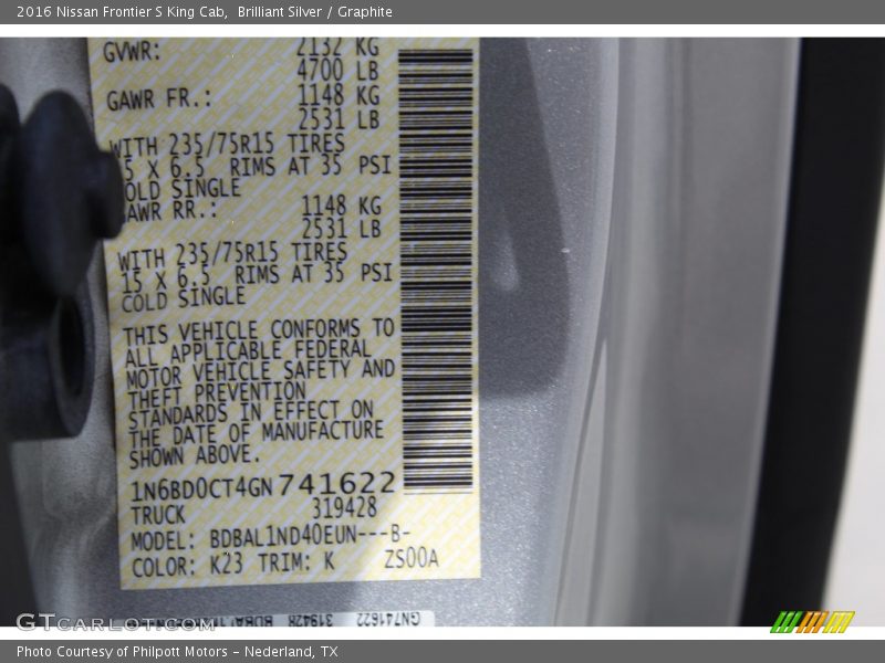 2016 Frontier S King Cab Brilliant Silver Color Code K23