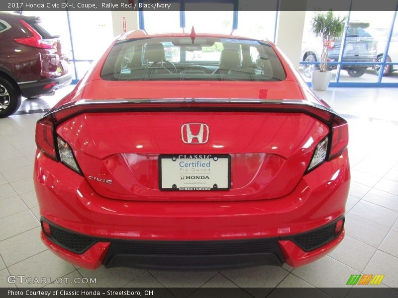 Rallye Red / Black/Ivory 2017 Honda Civic EX-L Coupe