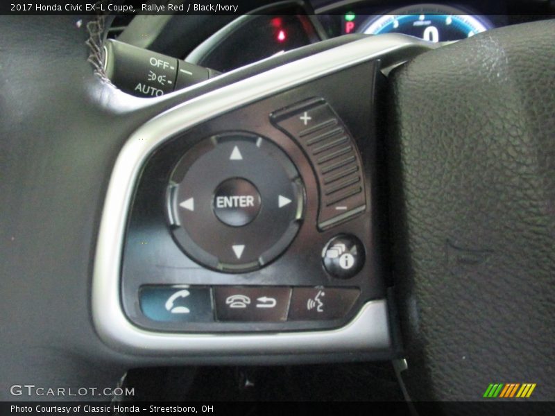 Rallye Red / Black/Ivory 2017 Honda Civic EX-L Coupe