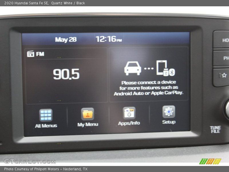 Quartz White / Black 2020 Hyundai Santa Fe SE