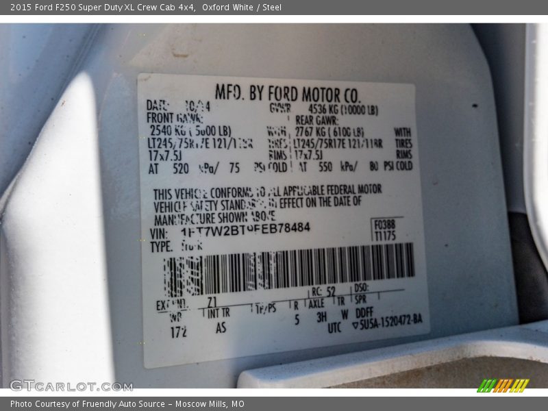 Oxford White / Steel 2015 Ford F250 Super Duty XL Crew Cab 4x4