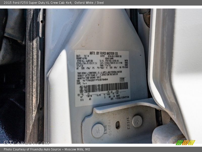 Oxford White / Steel 2015 Ford F250 Super Duty XL Crew Cab 4x4
