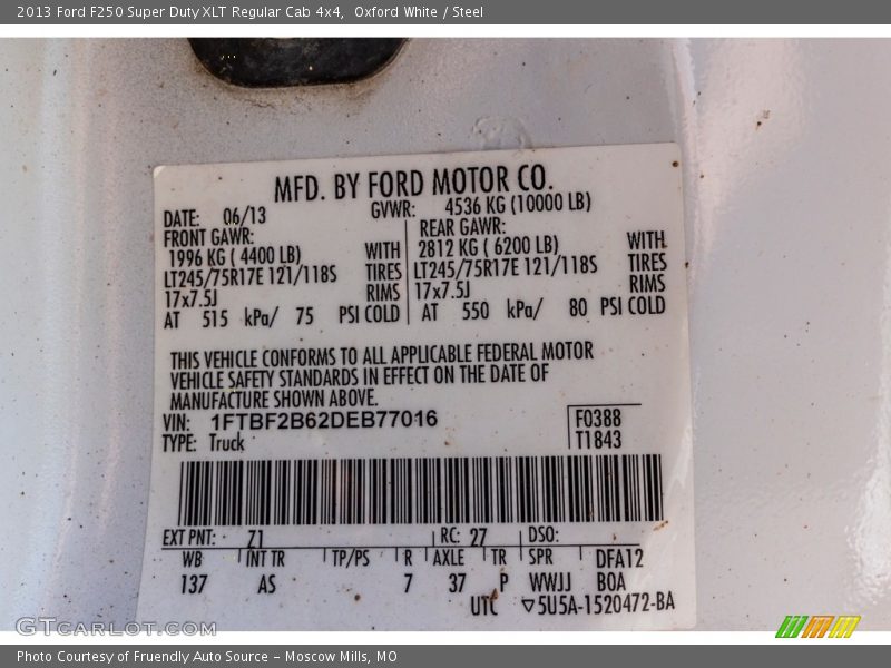 Oxford White / Steel 2013 Ford F250 Super Duty XLT Regular Cab 4x4