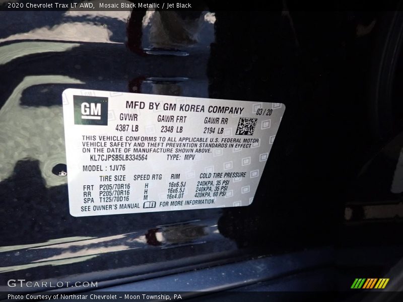Mosaic Black Metallic / Jet Black 2020 Chevrolet Trax LT AWD