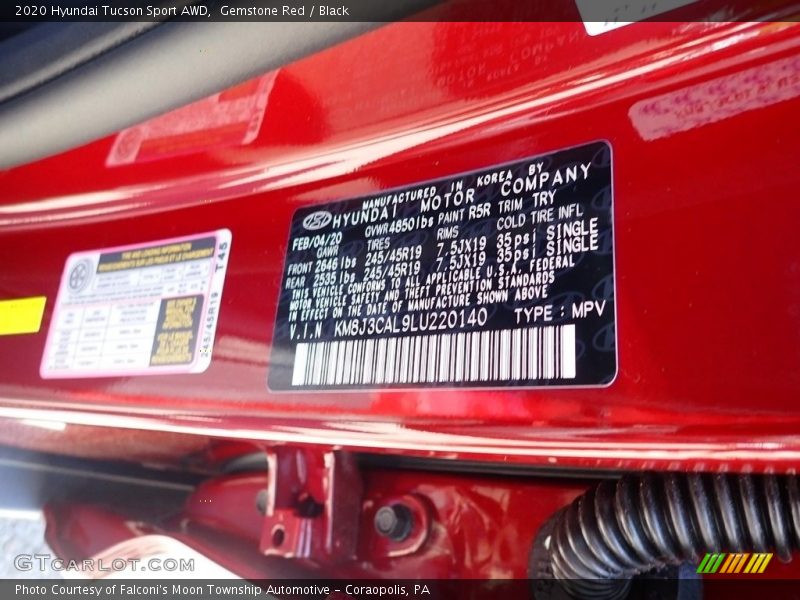 Gemstone Red / Black 2020 Hyundai Tucson Sport AWD