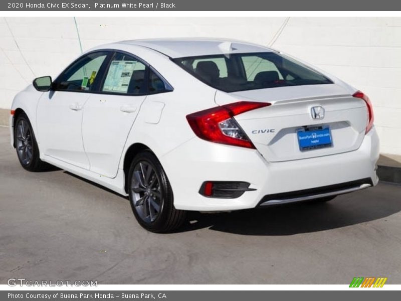 Platinum White Pearl / Black 2020 Honda Civic EX Sedan