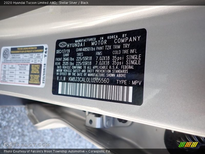 Stellar Silver / Black 2020 Hyundai Tucson Limited AWD