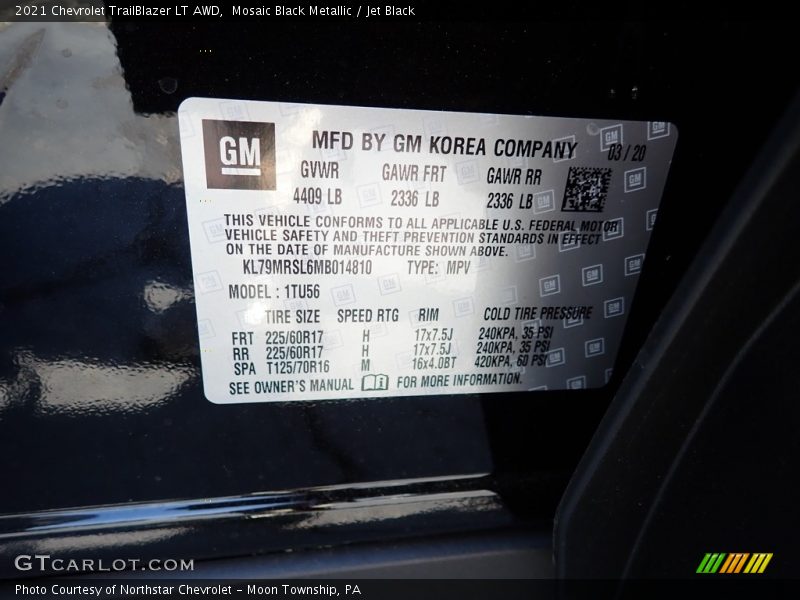 Mosaic Black Metallic / Jet Black 2021 Chevrolet TrailBlazer LT AWD