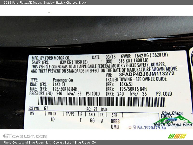 Shadow Black / Charcoal Black 2018 Ford Fiesta SE Sedan