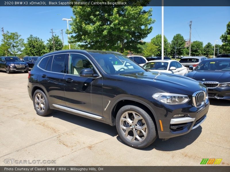 Black Sapphire Metallic / Canberra Beige/Black 2020 BMW X3 xDrive30i