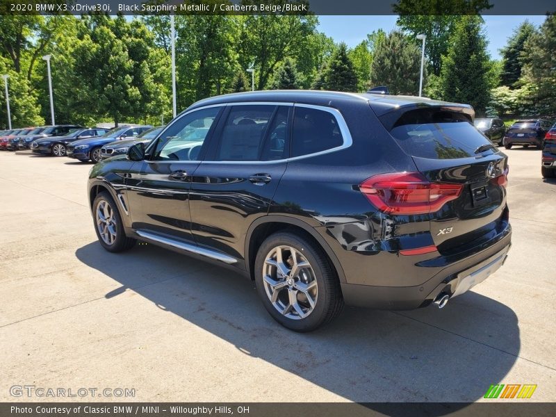 Black Sapphire Metallic / Canberra Beige/Black 2020 BMW X3 xDrive30i