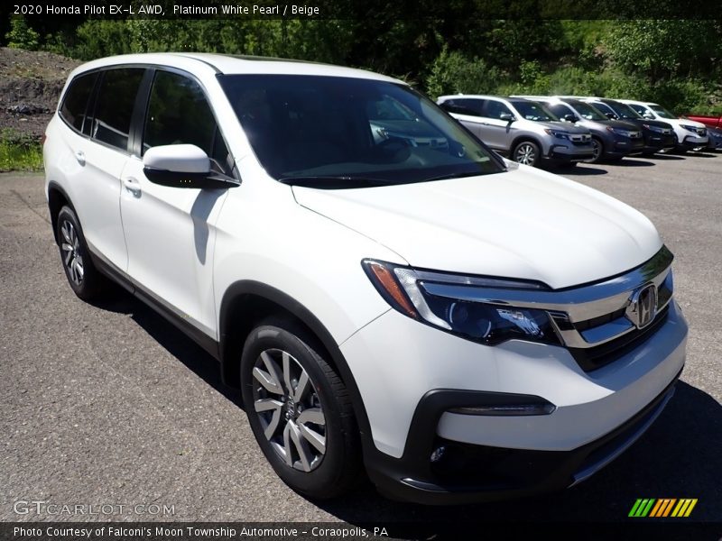 Platinum White Pearl / Beige 2020 Honda Pilot EX-L AWD