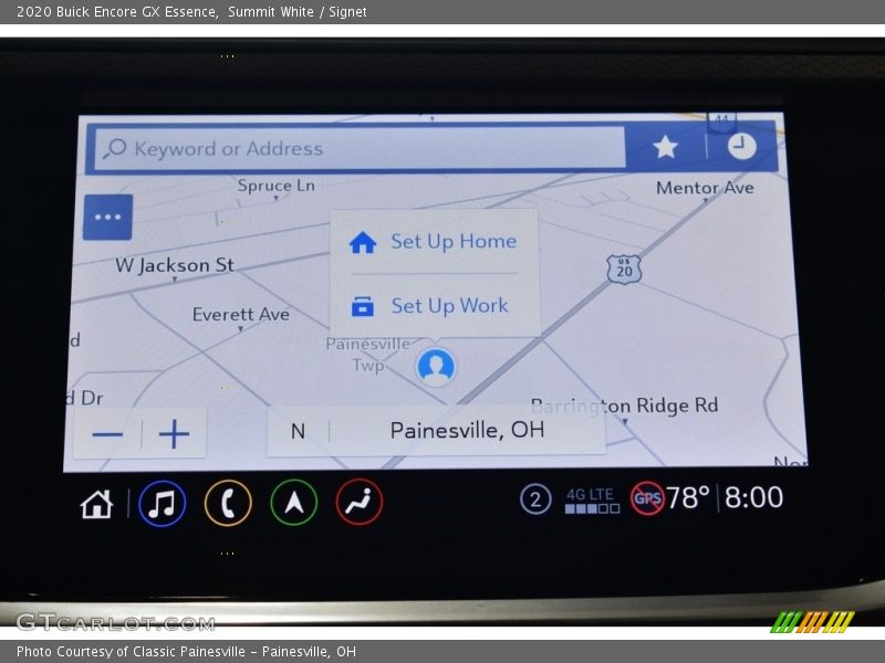 Navigation of 2020 Encore GX Essence