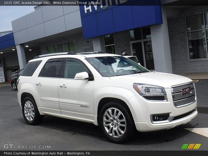 White Diamond Tricoat / Ebony 2015 GMC Acadia Denali AWD