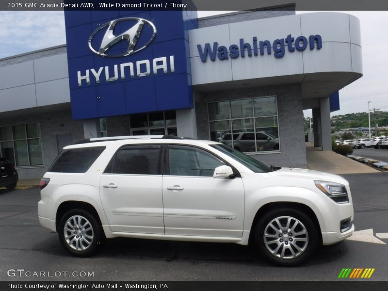 White Diamond Tricoat / Ebony 2015 GMC Acadia Denali AWD