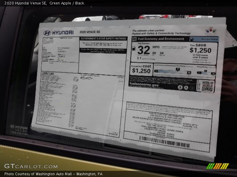  2020 Venue SE Window Sticker