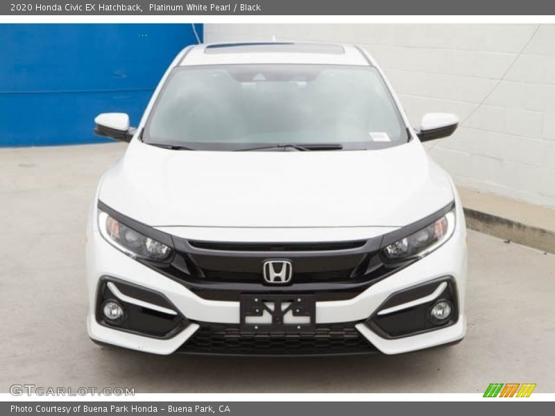 Platinum White Pearl / Black 2020 Honda Civic EX Hatchback