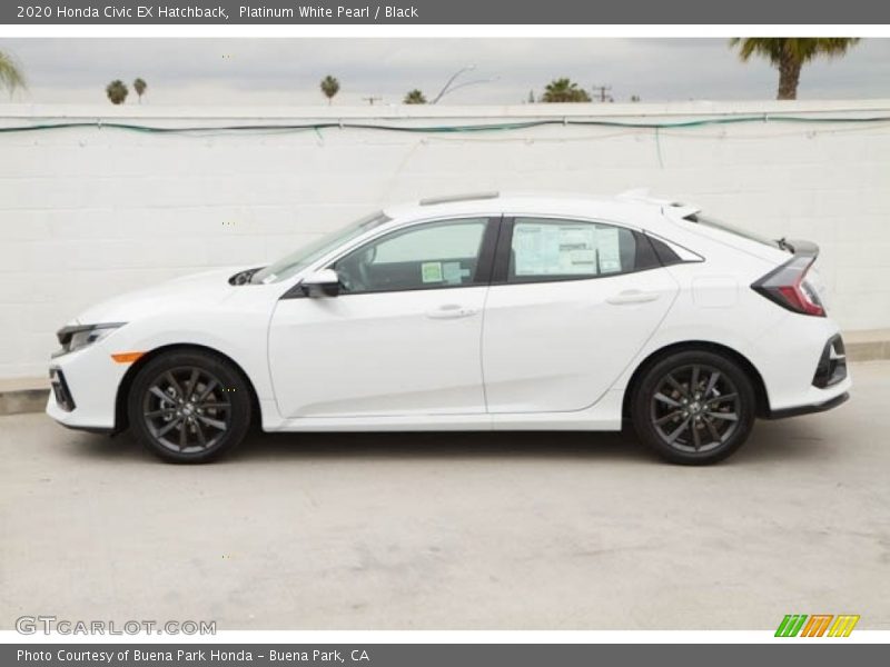 Platinum White Pearl / Black 2020 Honda Civic EX Hatchback