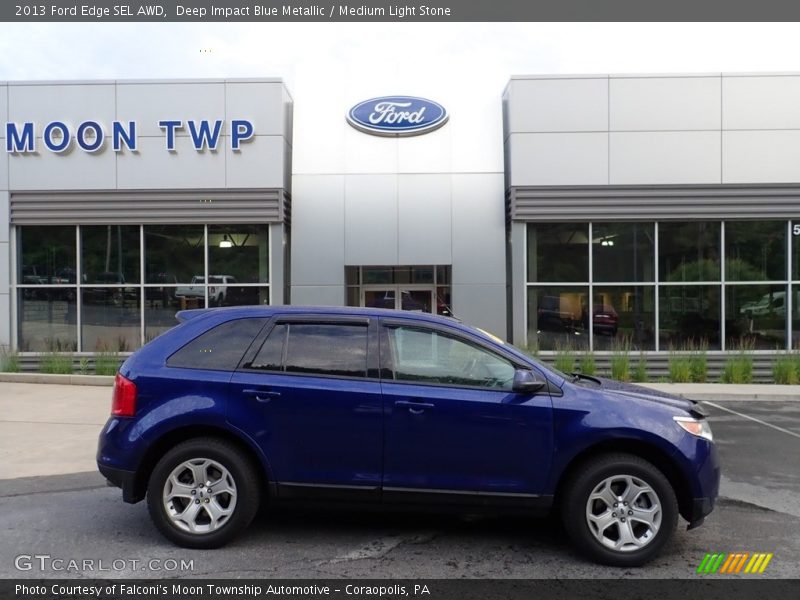 Deep Impact Blue Metallic / Medium Light Stone 2013 Ford Edge SEL AWD