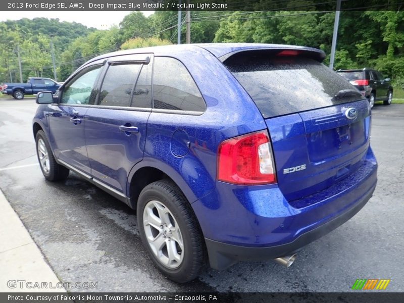 Deep Impact Blue Metallic / Medium Light Stone 2013 Ford Edge SEL AWD