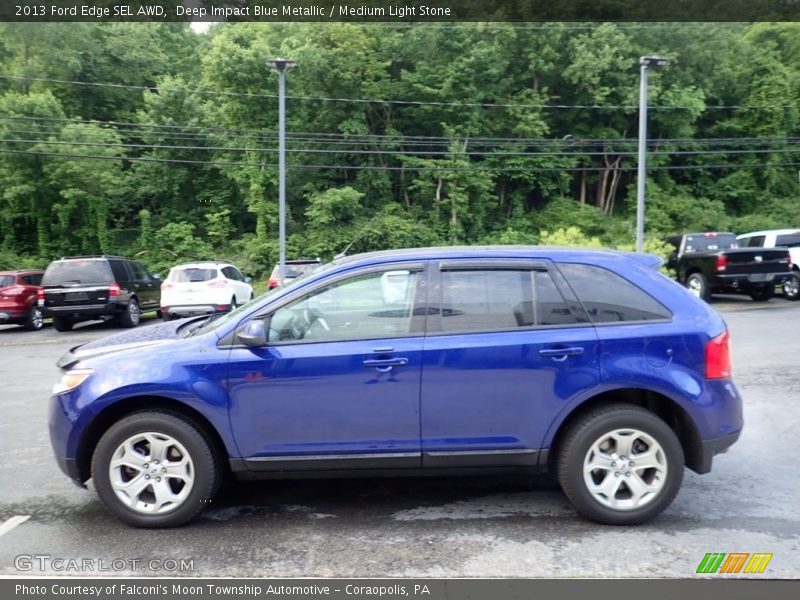 Deep Impact Blue Metallic / Medium Light Stone 2013 Ford Edge SEL AWD