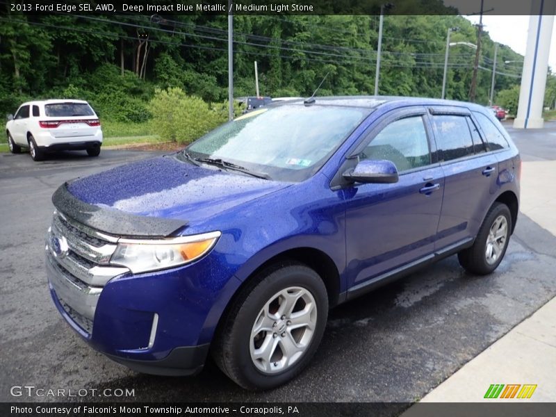 Deep Impact Blue Metallic / Medium Light Stone 2013 Ford Edge SEL AWD