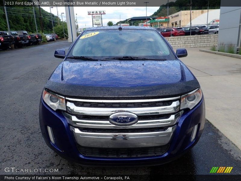 Deep Impact Blue Metallic / Medium Light Stone 2013 Ford Edge SEL AWD