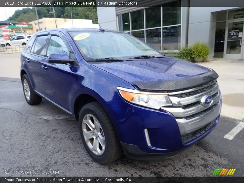 Deep Impact Blue Metallic / Medium Light Stone 2013 Ford Edge SEL AWD