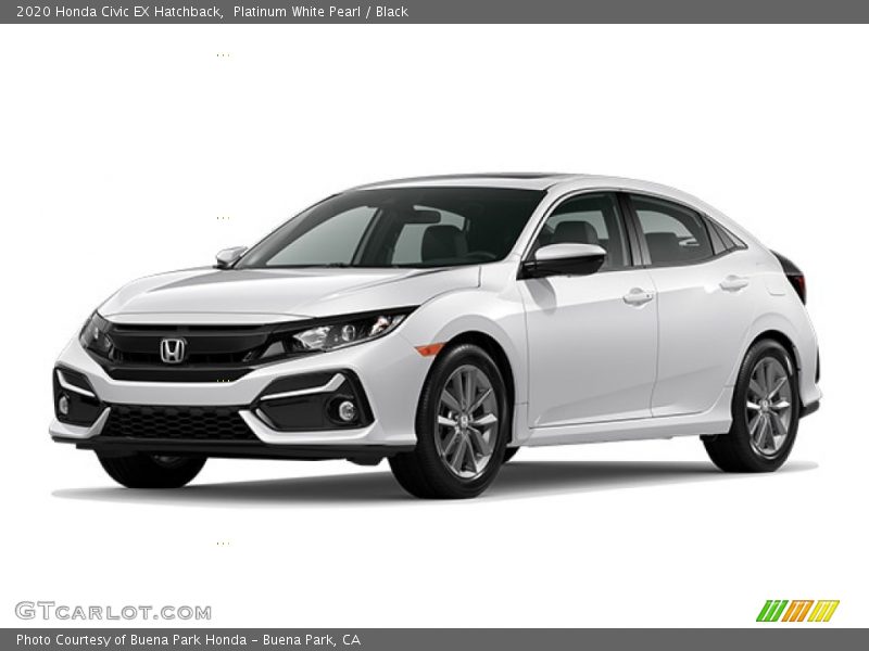 Platinum White Pearl / Black 2020 Honda Civic EX Hatchback
