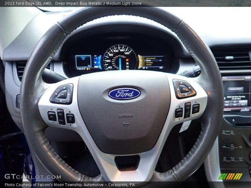 Deep Impact Blue Metallic / Medium Light Stone 2013 Ford Edge SEL AWD