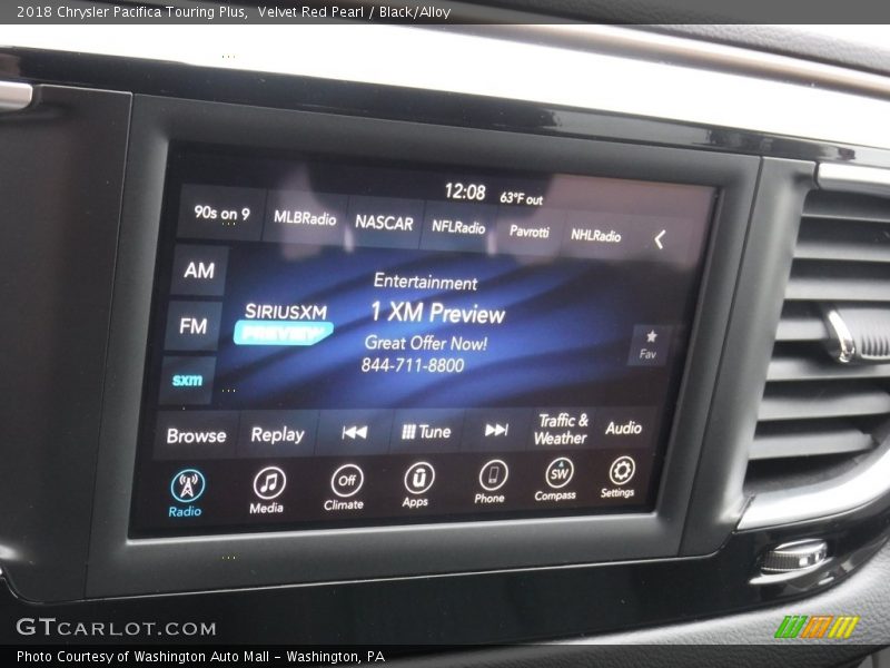 Velvet Red Pearl / Black/Alloy 2018 Chrysler Pacifica Touring Plus