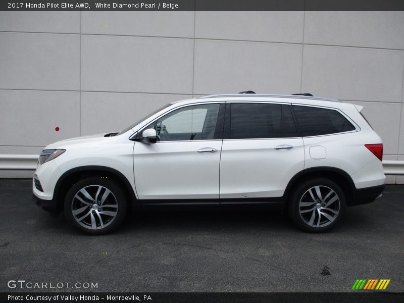 White Diamond Pearl / Beige 2017 Honda Pilot Elite AWD