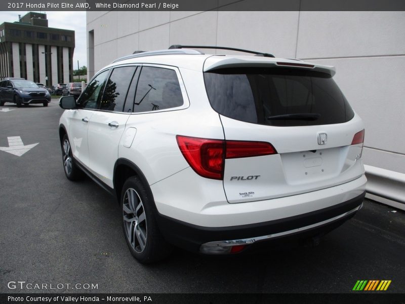 White Diamond Pearl / Beige 2017 Honda Pilot Elite AWD