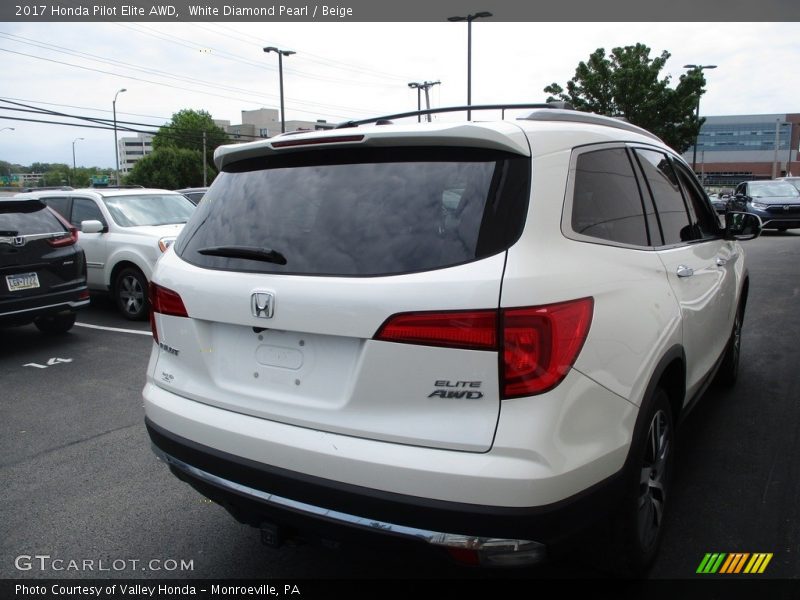 White Diamond Pearl / Beige 2017 Honda Pilot Elite AWD