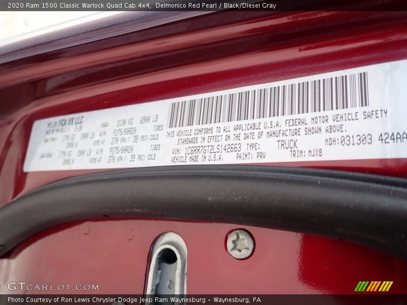 Delmonico Red Pearl / Black/Diesel Gray 2020 Ram 1500 Classic Warlock Quad Cab 4x4