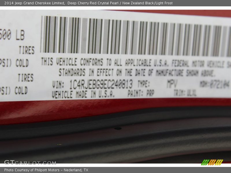 Deep Cherry Red Crystal Pearl / New Zealand Black/Light Frost 2014 Jeep Grand Cherokee Limited