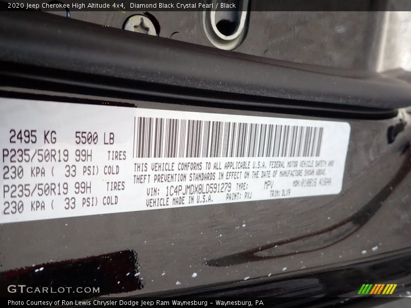 Diamond Black Crystal Pearl / Black 2020 Jeep Cherokee High Altitude 4x4