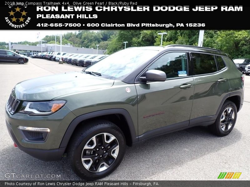 Olive Green Pearl / Black/Ruby Red 2018 Jeep Compass Trailhawk 4x4