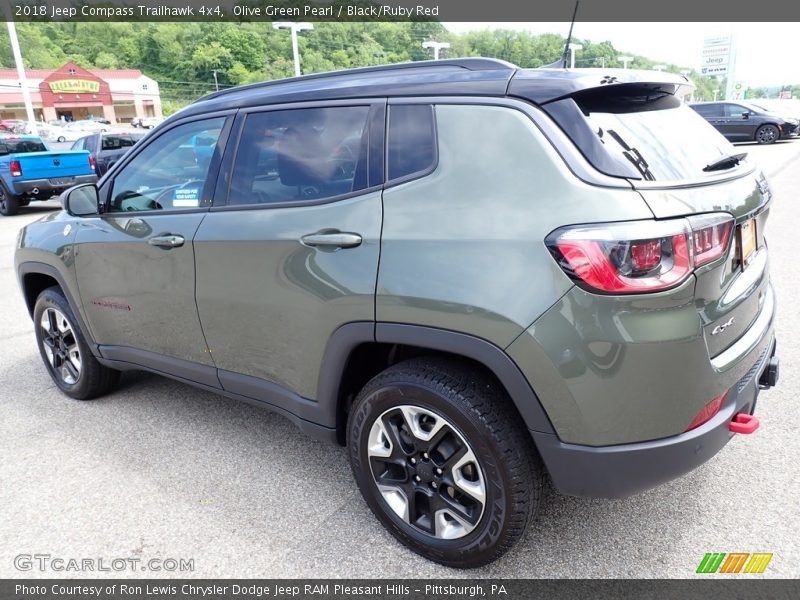 Olive Green Pearl / Black/Ruby Red 2018 Jeep Compass Trailhawk 4x4