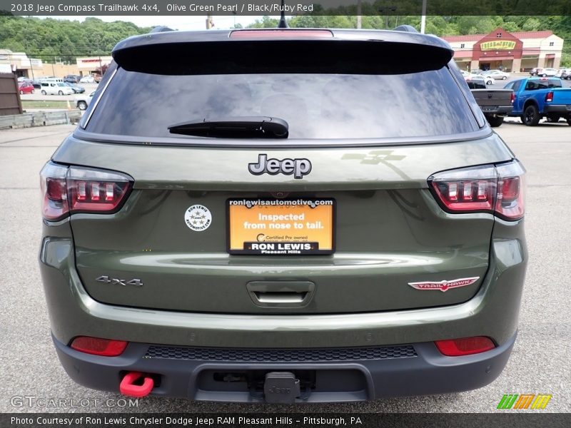 Olive Green Pearl / Black/Ruby Red 2018 Jeep Compass Trailhawk 4x4
