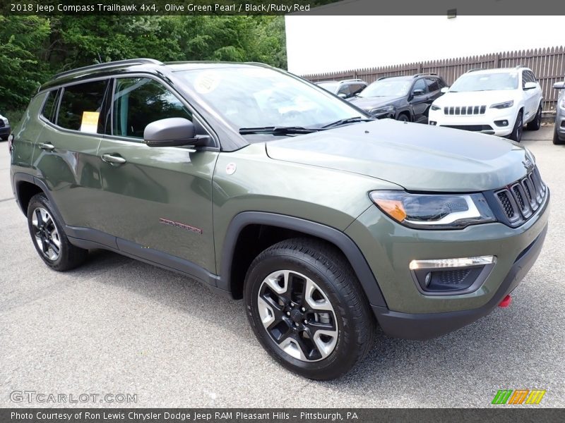 Olive Green Pearl / Black/Ruby Red 2018 Jeep Compass Trailhawk 4x4