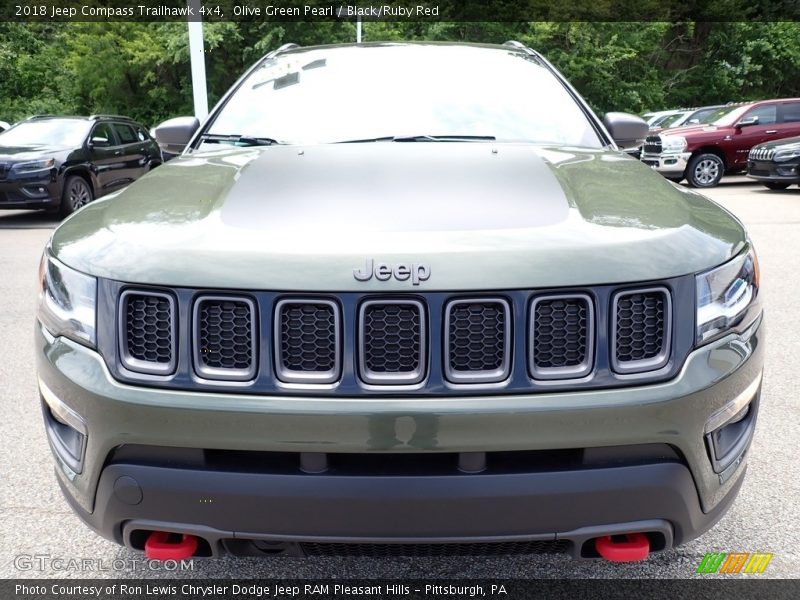 Olive Green Pearl / Black/Ruby Red 2018 Jeep Compass Trailhawk 4x4