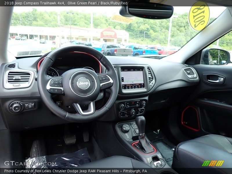 Olive Green Pearl / Black/Ruby Red 2018 Jeep Compass Trailhawk 4x4