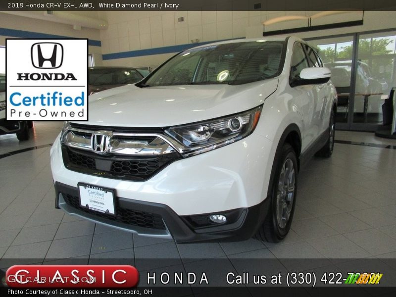 White Diamond Pearl / Ivory 2018 Honda CR-V EX-L AWD